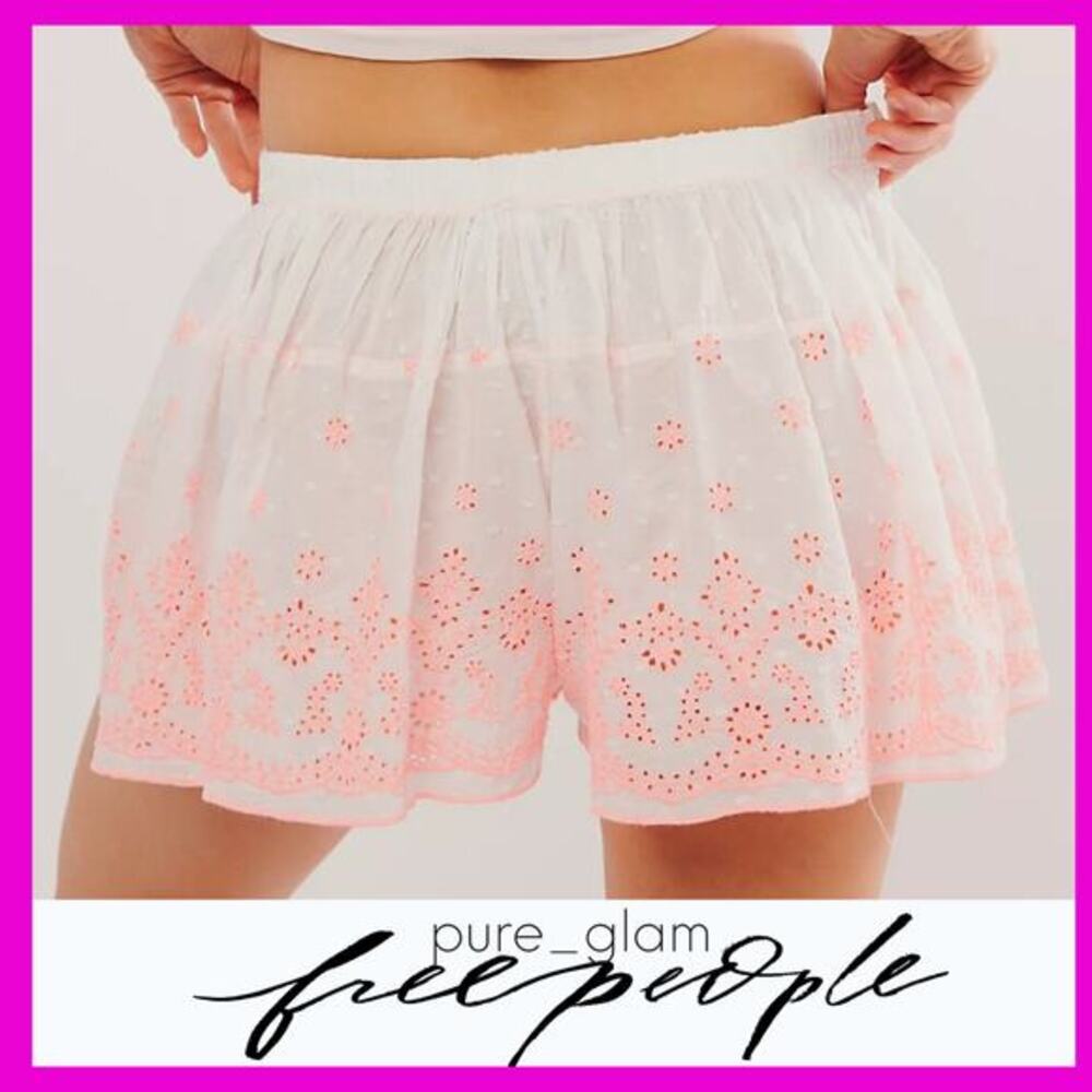Free People shorts with floral eyelets
